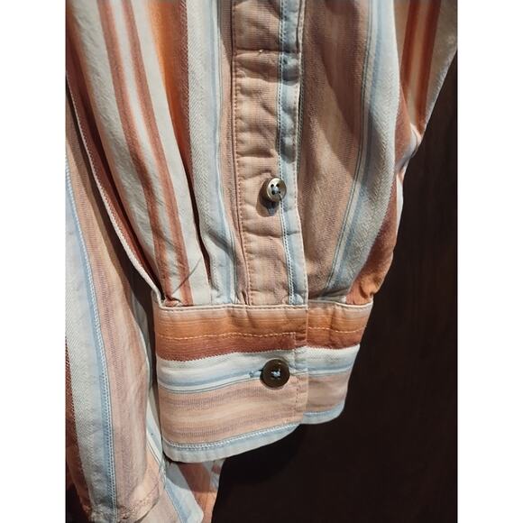 Tommy Bahama Fall Shirt Mens XL Orange Stripe Silk Long Sleeve Button Preppy - Picture 7 of 7